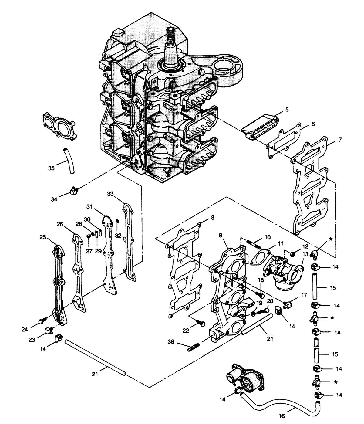 FORCE FORCE 1990 90 H.P. "C" MODEL L-DRIVE REED PLATE AND RECIRCULATION SYSTEM
