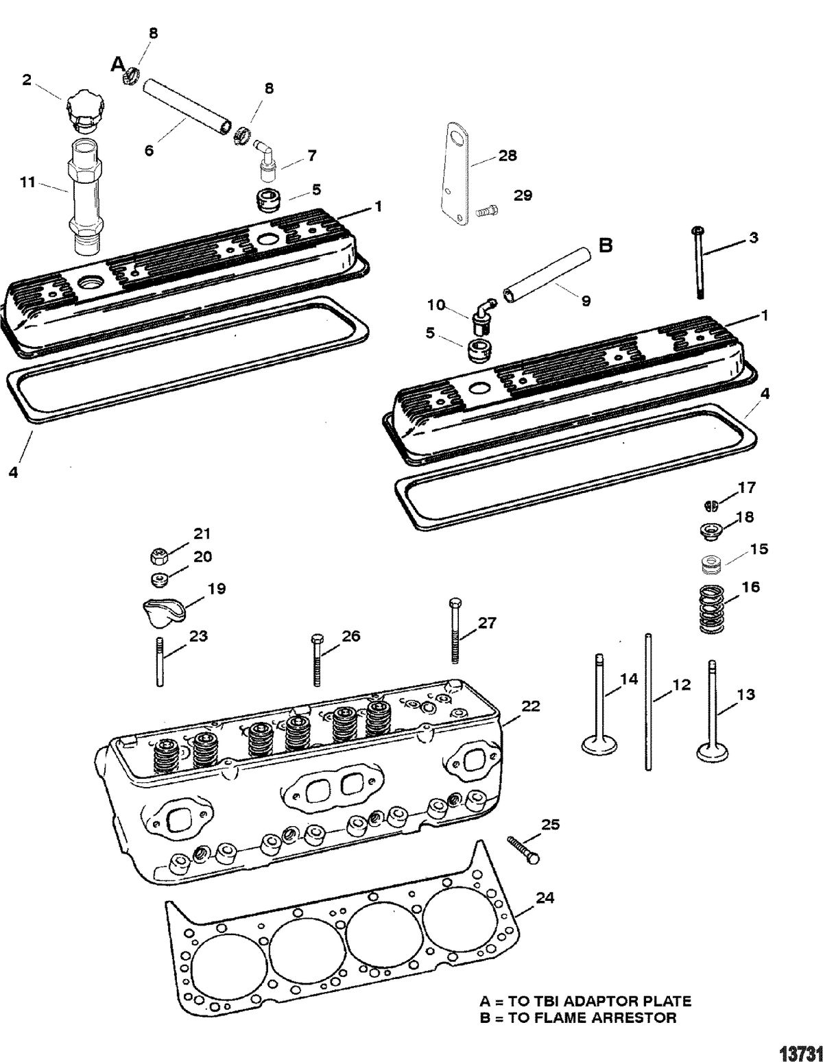 MERCRUISER 350 MAG MPI TOURN SKI (GEN +) Cylinder Head And Rocker Cover