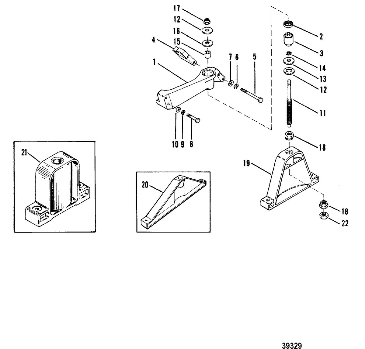 MERCRUISER 120 H.P./2.5L140 H.P./3.0L R/MR/ALPHA ONE ENGINE MOUNTING(FRONT)