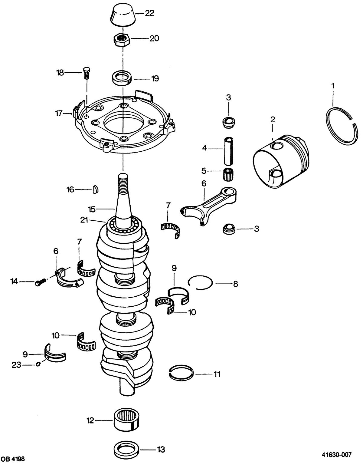 FORCE FORCE 1988 125 HP "A" MODELS CRANKSHAFT AND PISTON