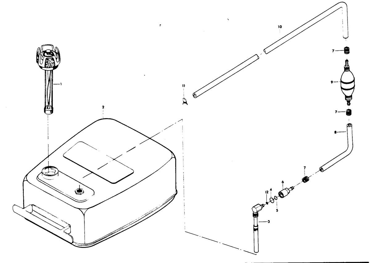 CHRYSLER 70 H.P. SKIER FUEL TANK AND LINE