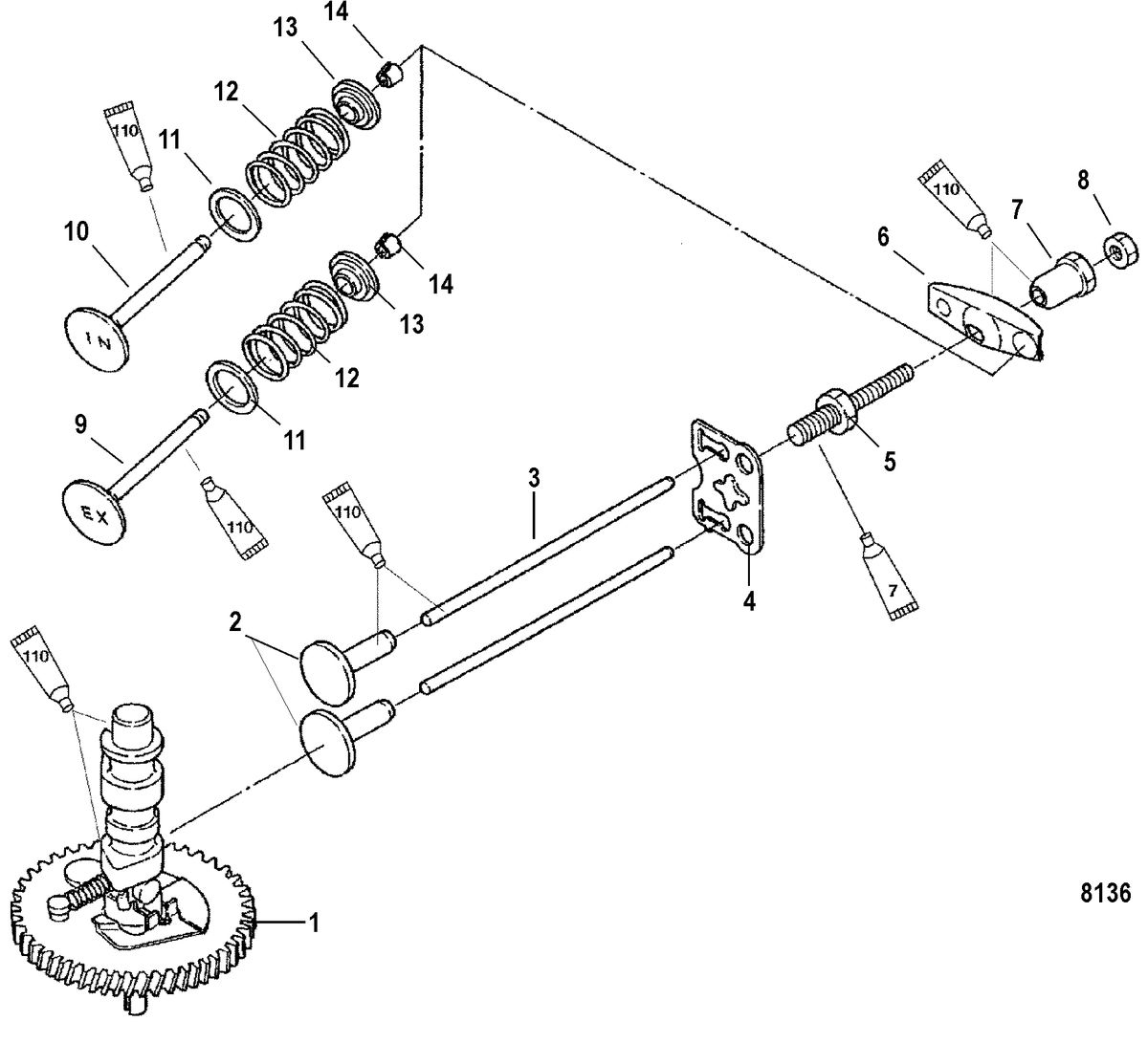 MERCURY/MARINER 4/5/6 4-STROKE Intake/Exhaust Valves