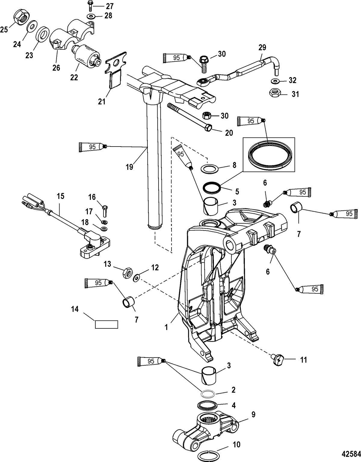 RACE OUTBOARD JP5 3.0L DFI Swivel Bracket