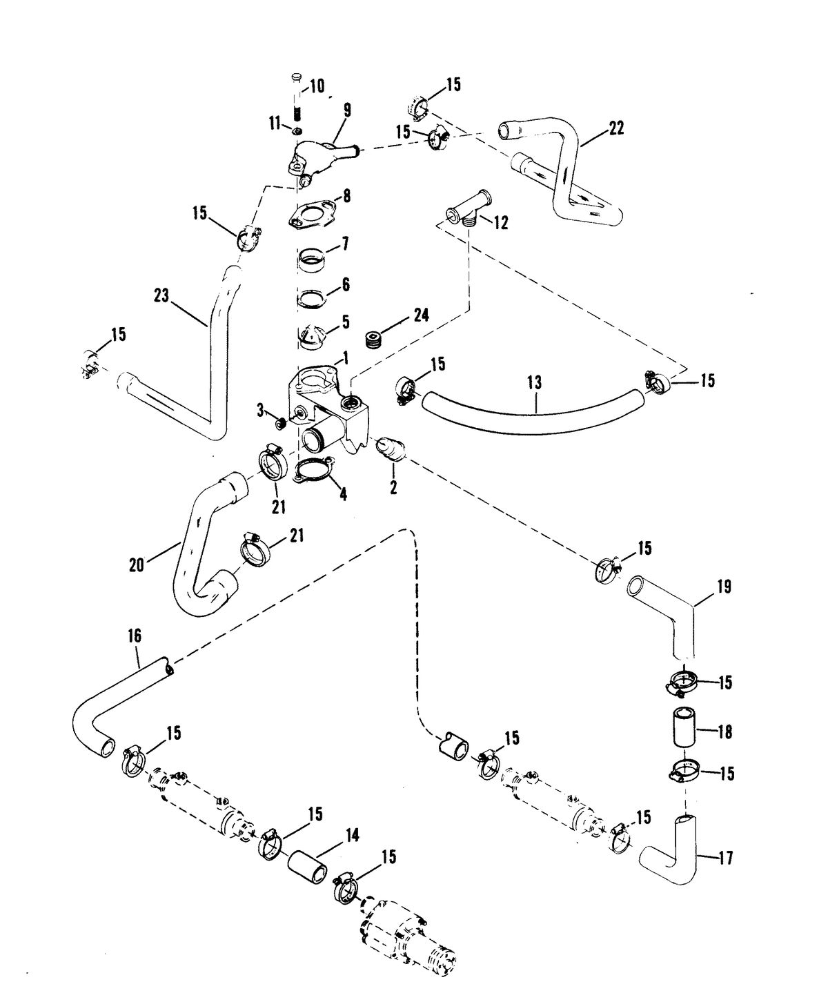 MERCRUISER 370 H.P. TRS ENGINE (CARD 37) THERMOSTAT HOUSING (STANDARD COOLING)