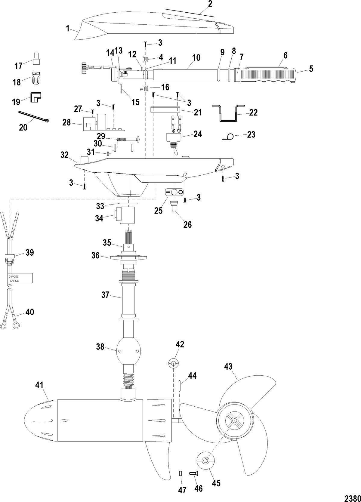 TROLLING MOTOR MOTORGUIDE SALT WATER SERIES Complete Trolling Motor(Model SW82HBD / SW82HBV) (24 Volt)