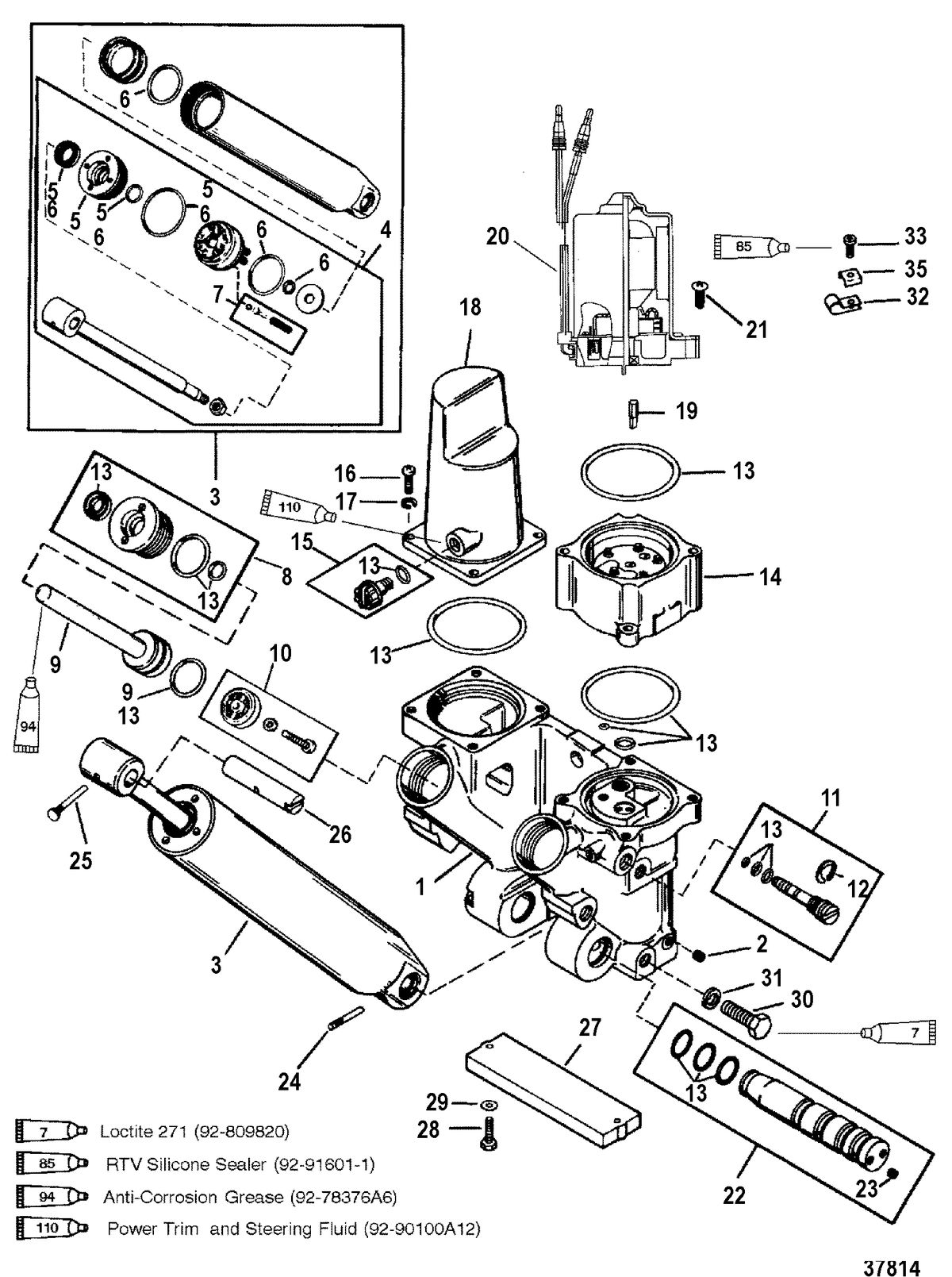 MERCURY/MARINER 225/250 EFI (3.0L) POWER TRIM COMPONENTS