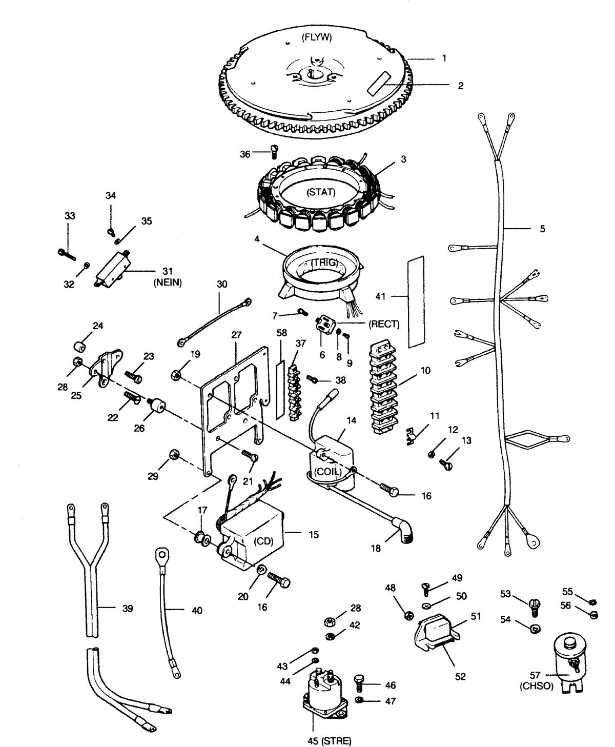 FORCE FORCE 1991 50 H.P. "A" MODELS ELECTRICAL COMPONENTS