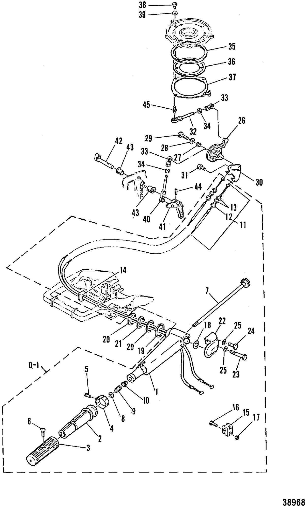 MARINER 30 HP STEERING HANDLE AND THROTTLE CONTROL