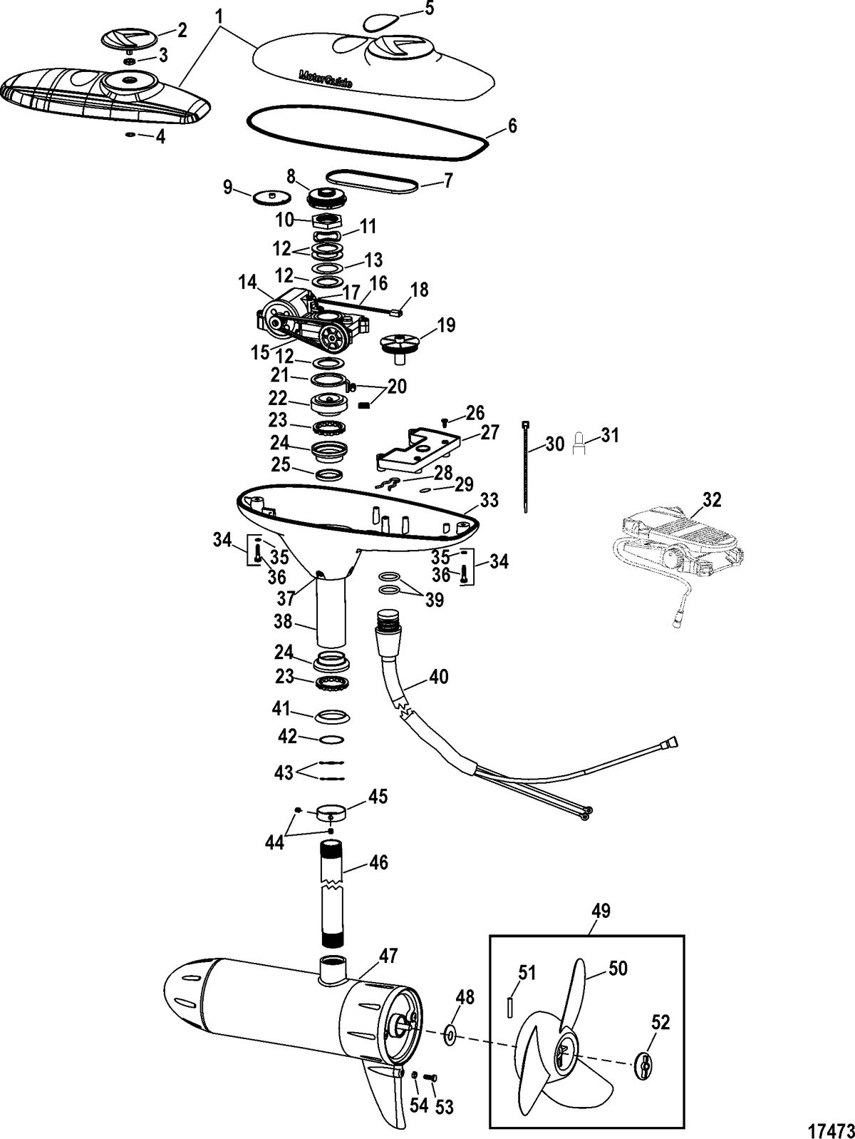 TROLLING MOTOR MOTORGUIDE DIGITAL STEERING SERIES Complete Trolling Motor(Model DS82FB) (24 Volt)