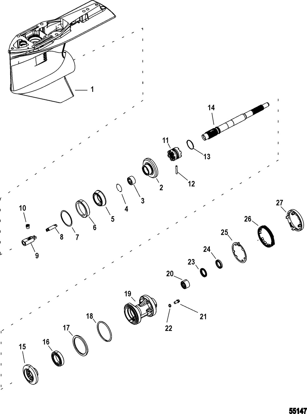MERCURY/MARINER 75-115 4-STROKE Gear Housing, Propeller Shaft, 2.38:1 Standard Rotation