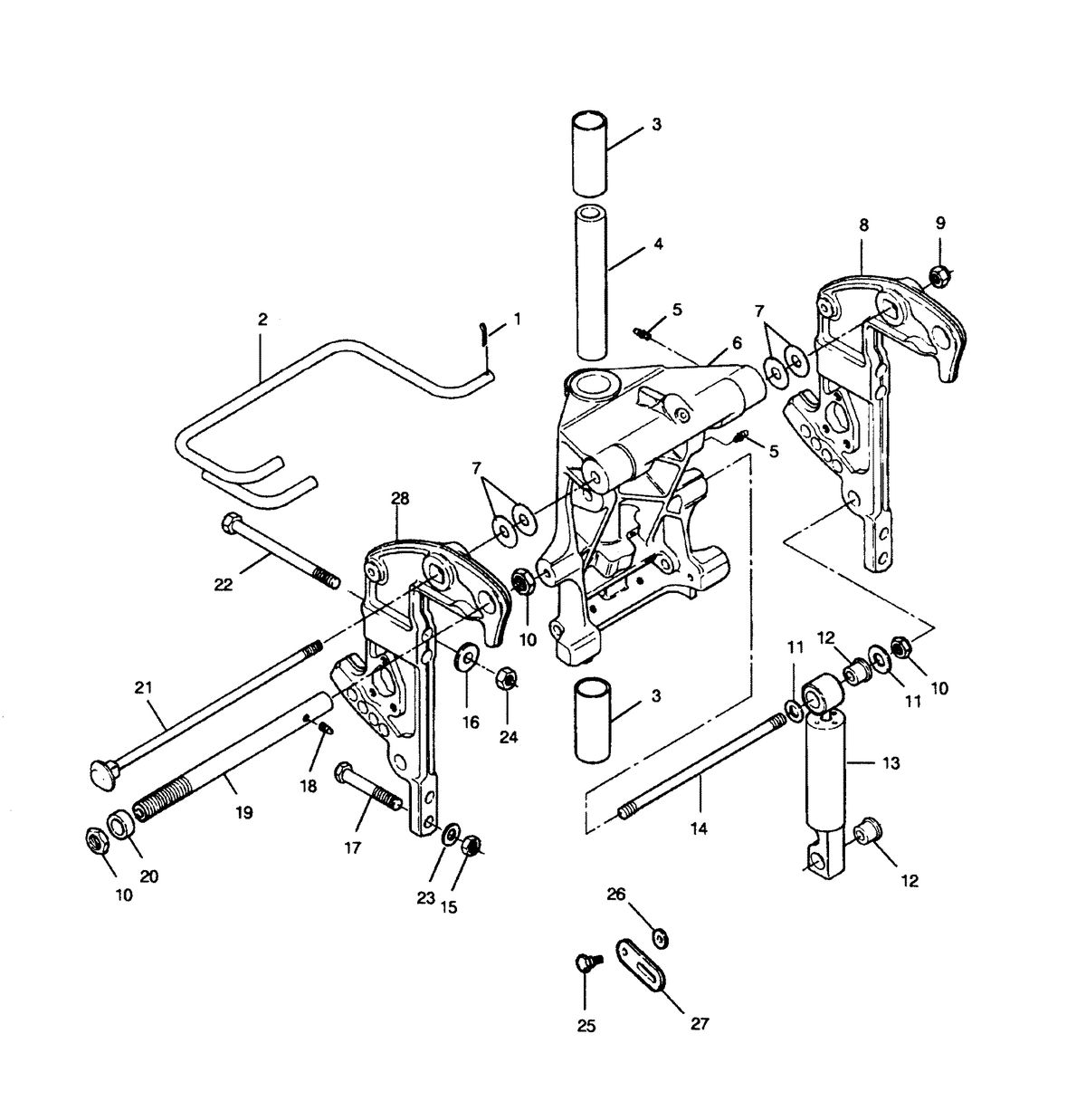 FORCE FORCE 1991 90 H.P. "C" MODELS SWIVEL BRACKET AND STERN BRACKETS POWER TRIM MODELS