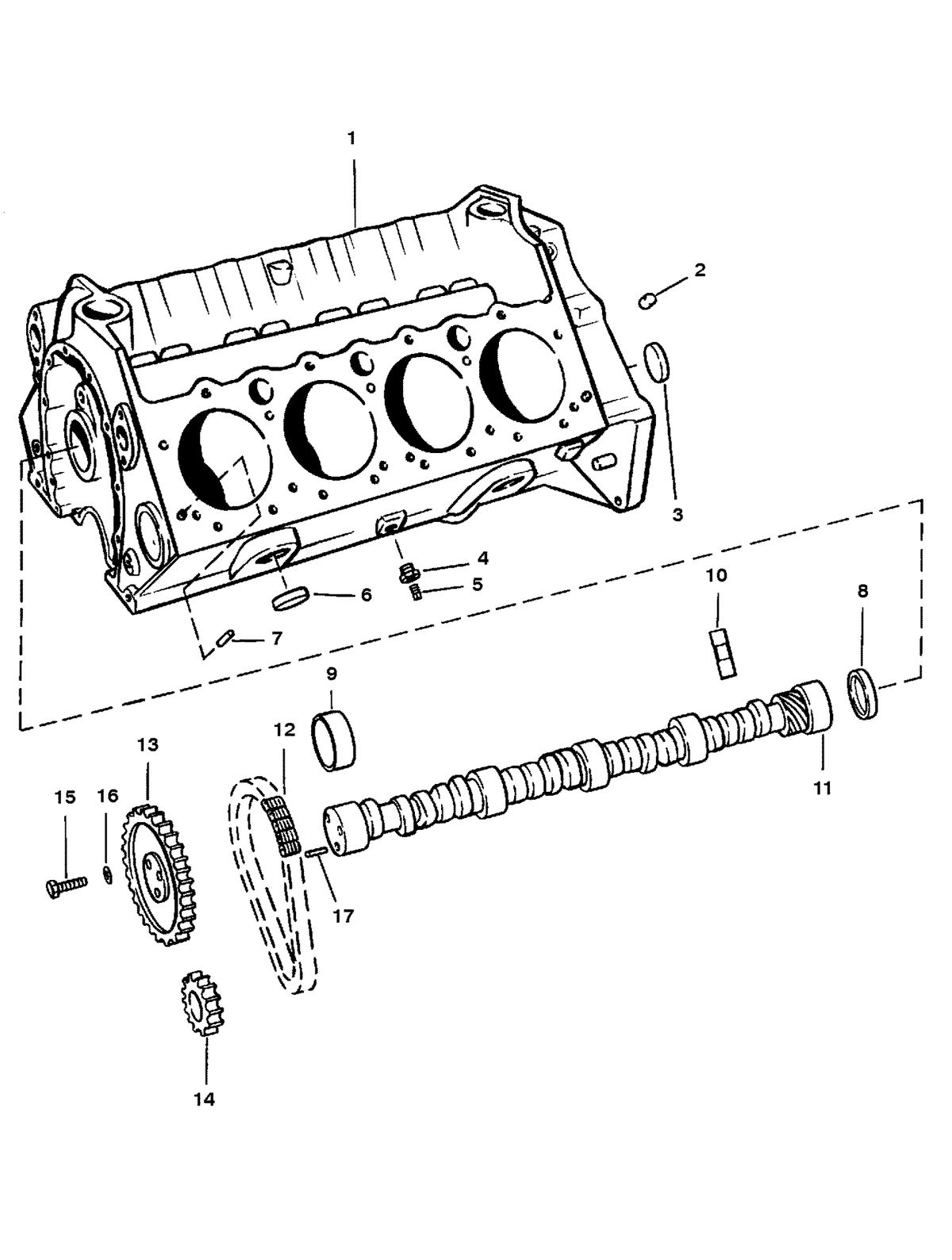 MERCRUISER 5.7L/LX TBI ALPHA & BRAVO(2BBL/4BBL) CYLINDER BLOCK AND CAMSHAFT (5.7L ALPHA/BRAVO)