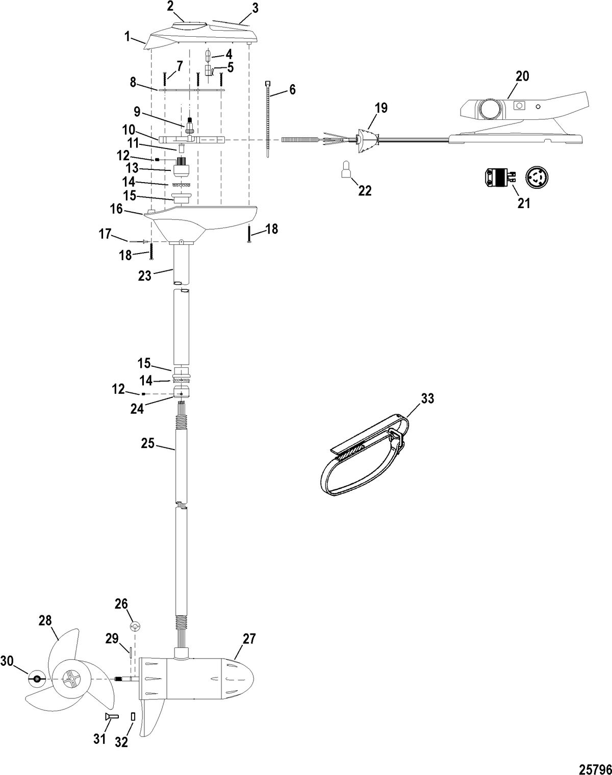 TROLLING MOTOR MOTORGUIDE FRESH WATER SERIES Complete Trolling Motor(Model FW71FBD / FW71FBV) (24 Volt)