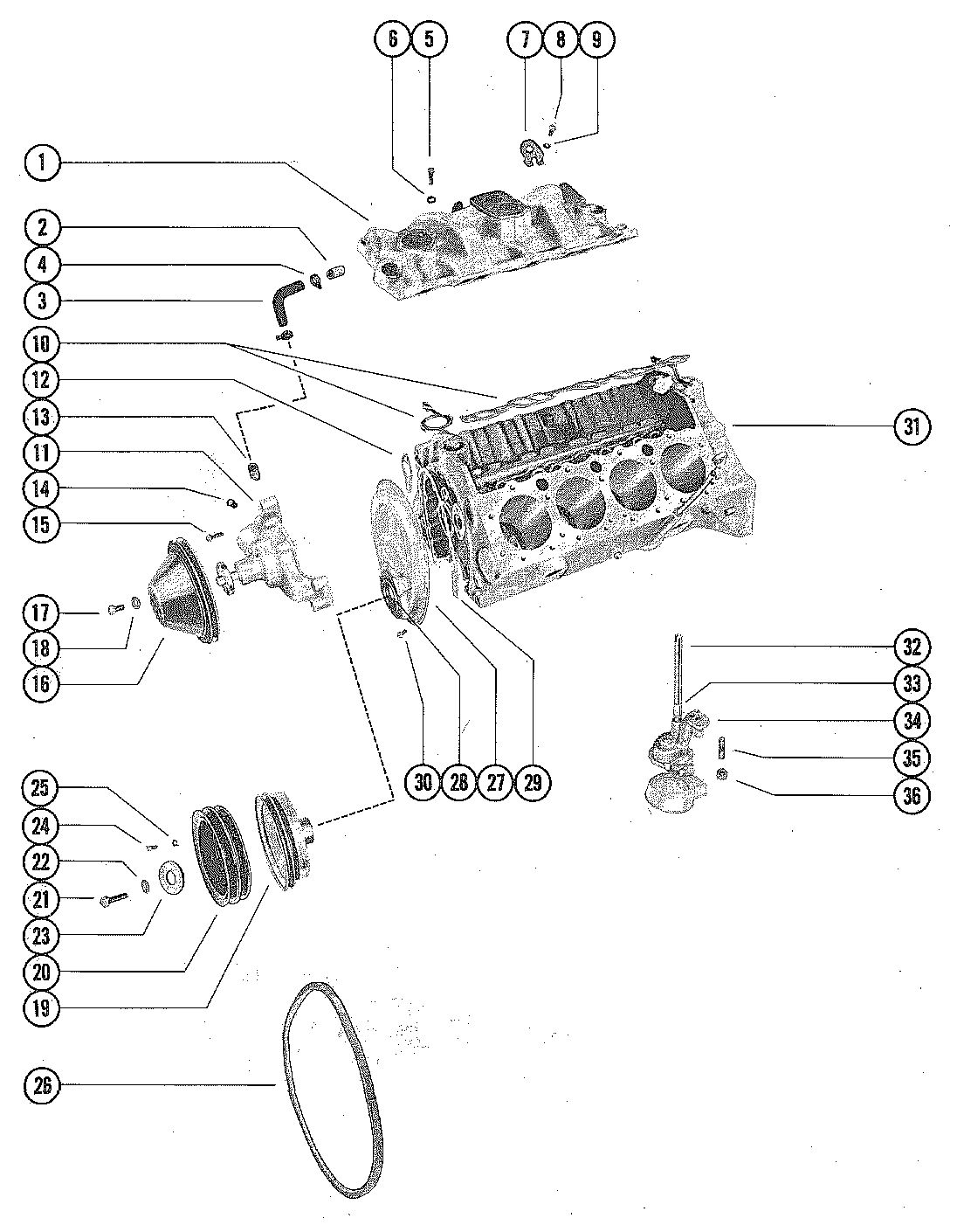 MERCRUISER 390 ENGINE INTAKE MANIFOLD AND OIL PUMP