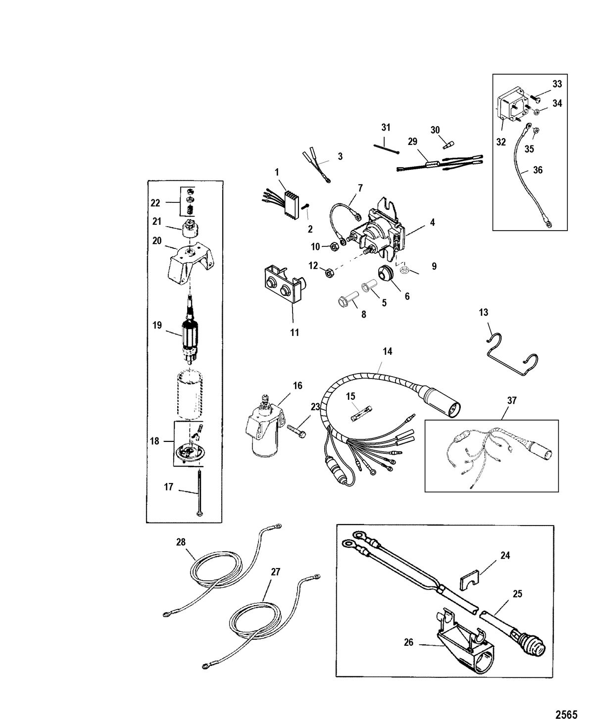 MERCURY/MARINER 20/25/JET 20 SEAPRO/MARATHON 15XD SUPER 15/JET 20) (2-STROKE) Electric Start Components