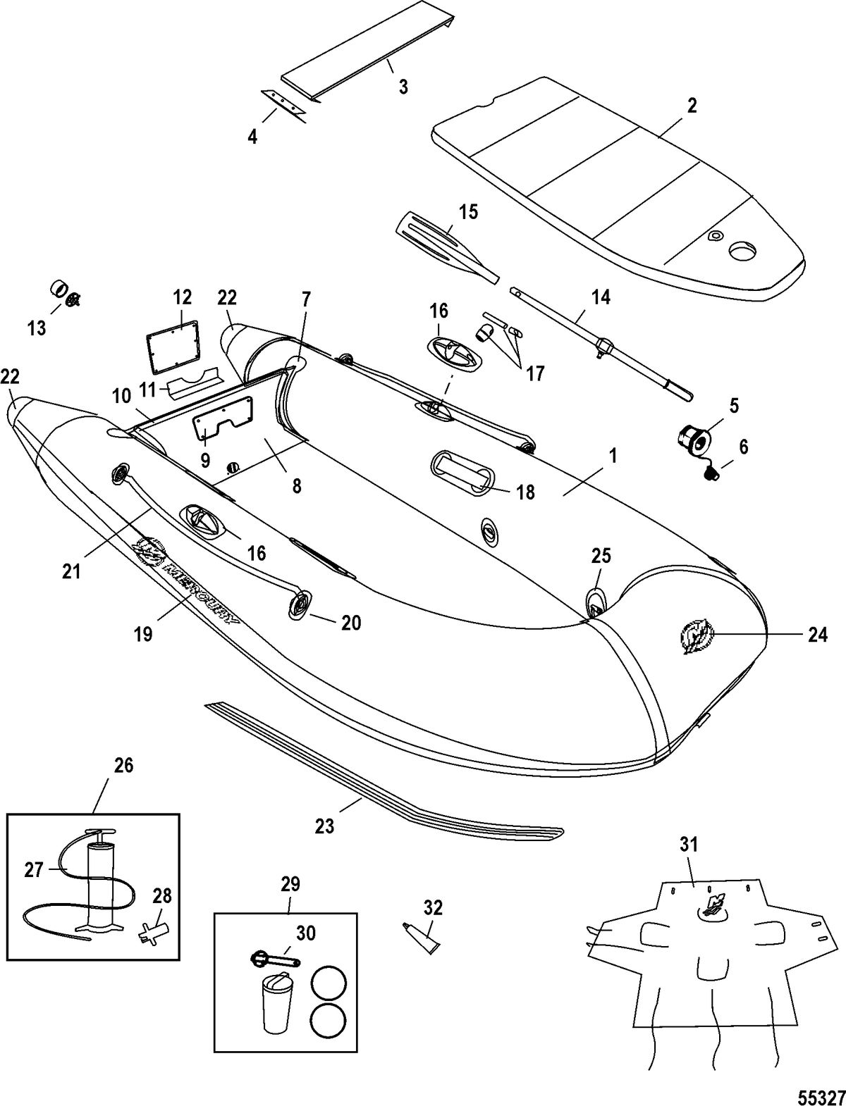 INFLATABLES MERCURY PVC SOFT BOTTOM Dinghy Models(200 / 240) Without Keel