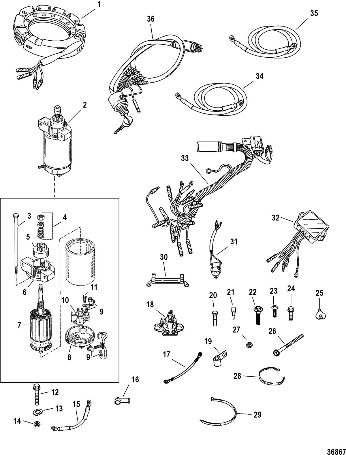 ACCESSORIES ELECTRICAL COMPONENTS AND HARNESSES Electric Start Conversion Kit(822462A 2)