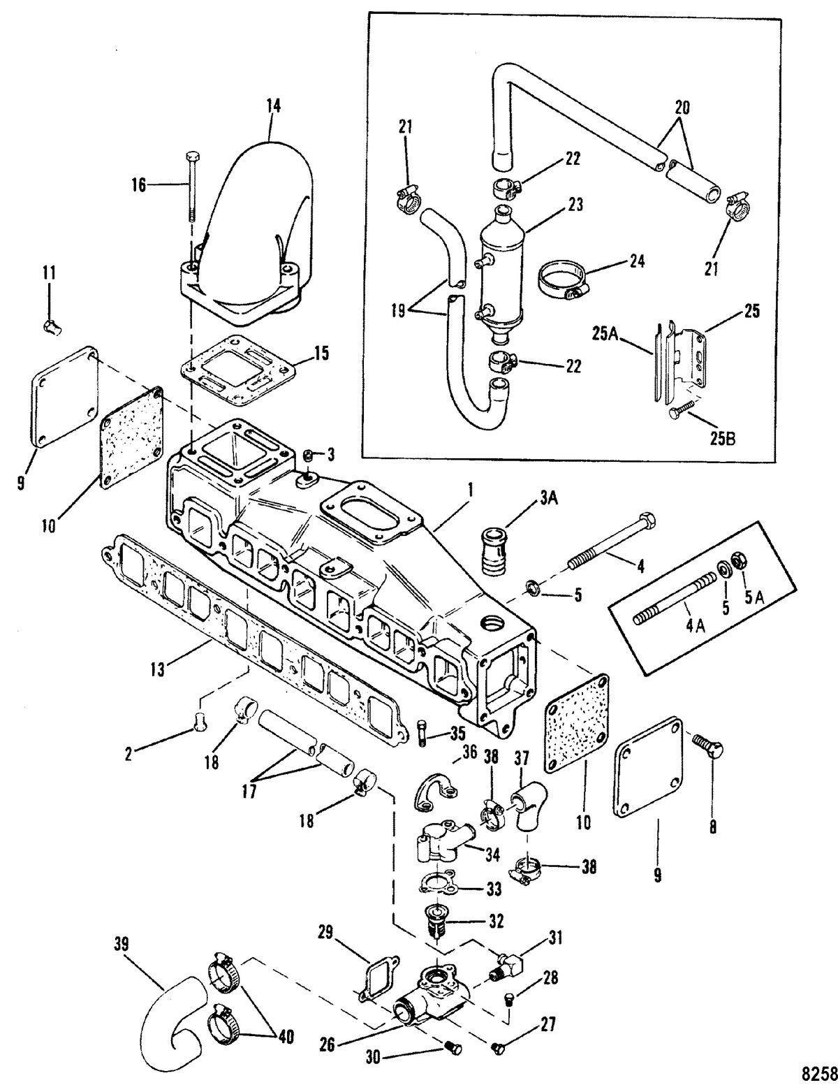 MERCRUISER 3.0L/LX ALPHA ONE Exhaust Manifold and Water System(With End Caps) 3.0LX
