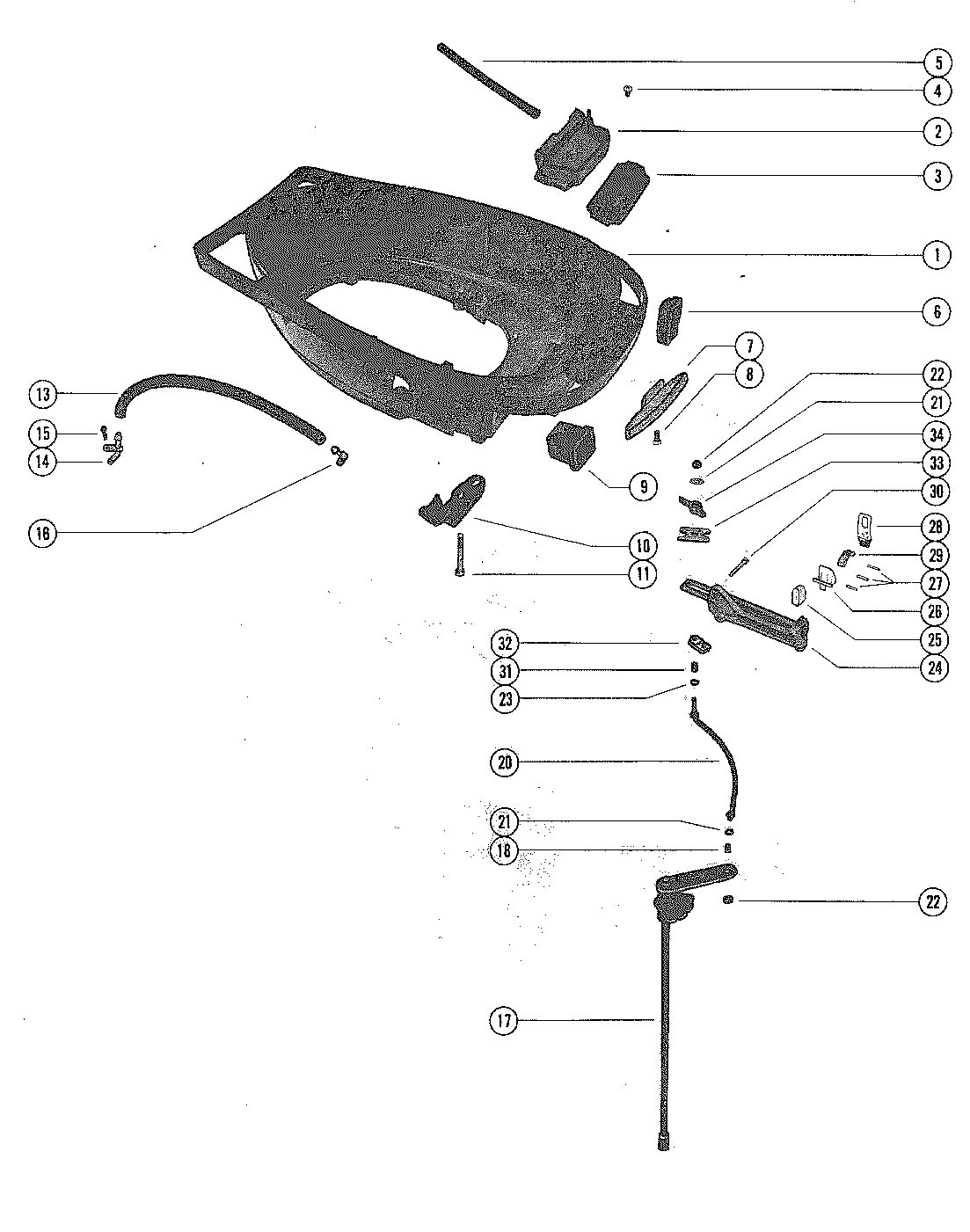 MARINER 140 HORSEPOWER BOTTOM COWL AND SHIFT LINKAGE