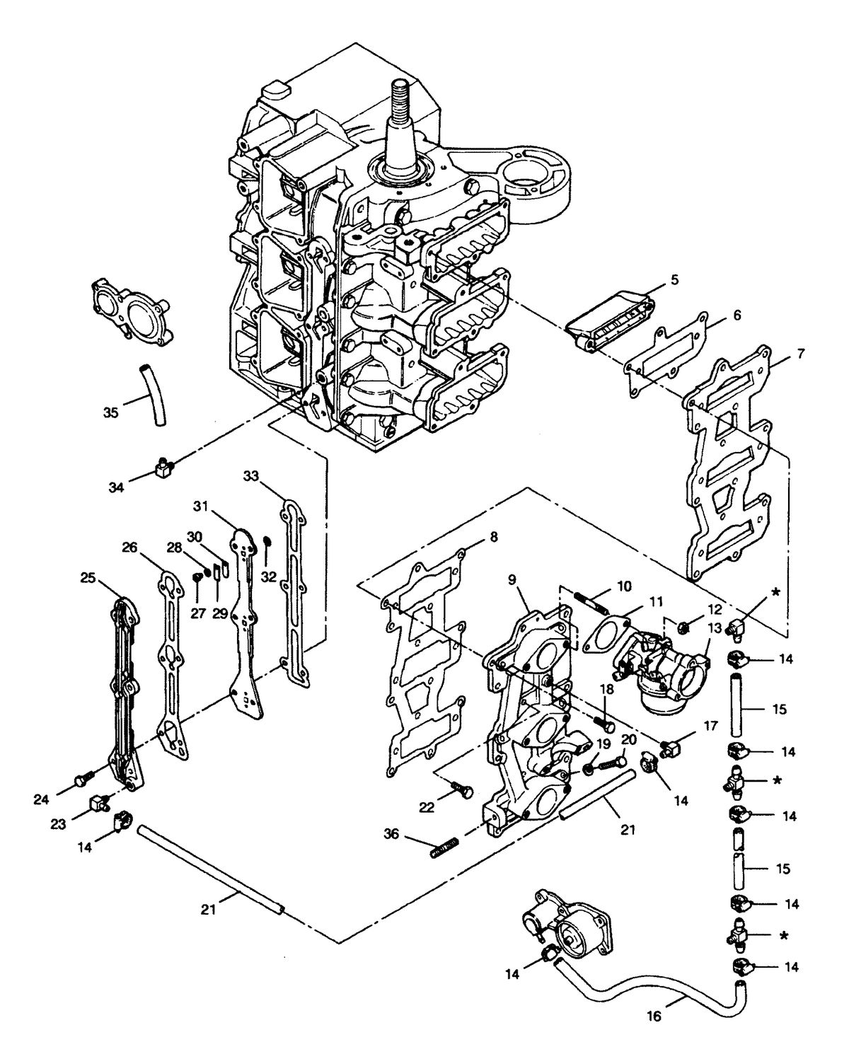 FORCE FORCE 1991 90 H.P. "A" MODELS REED PLATE AND RECIRCULATION SYSTEM