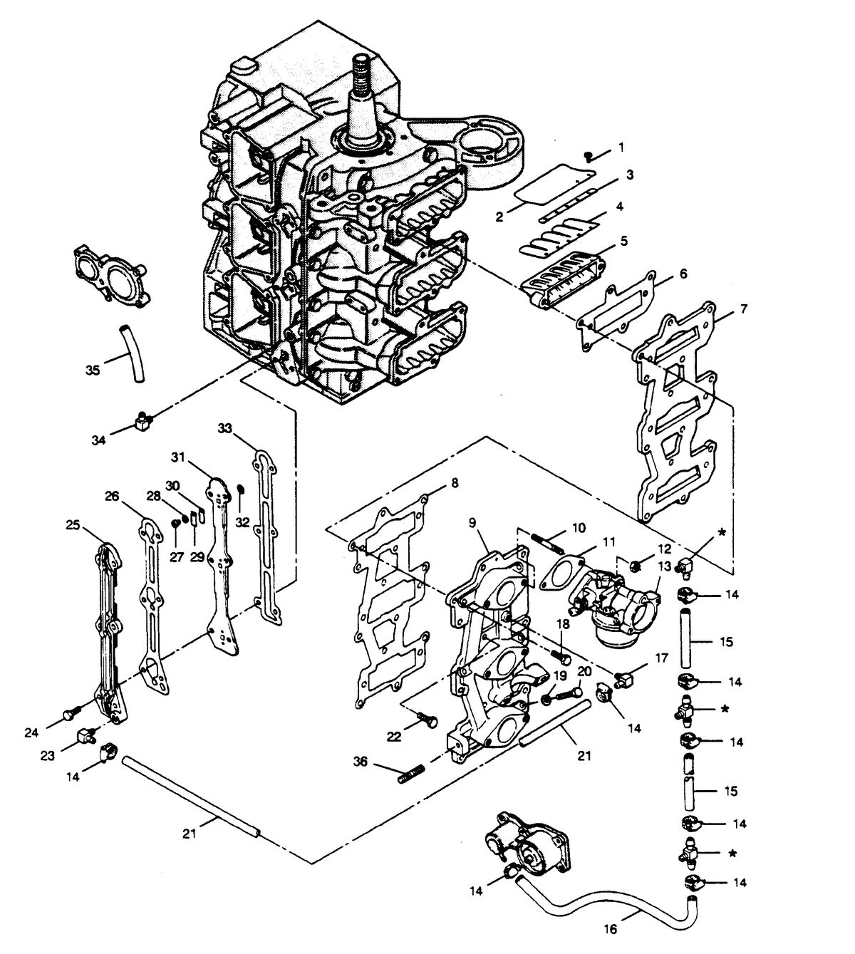FORCE FORCE 1989 85 H.P. "B" MODEL L-DRIVE REED PLATE AND RECIRCULATION SYSTEM