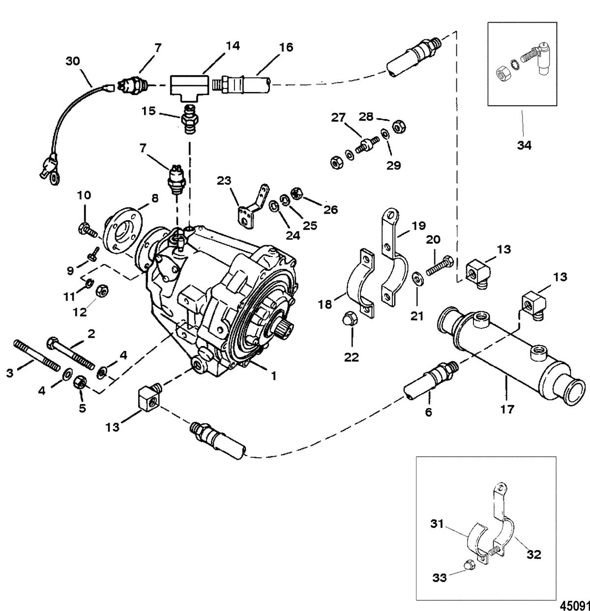 MERCRUISER 350 MAG EFI TOURN SKI TRANSMISSION AND RELATED PARTS