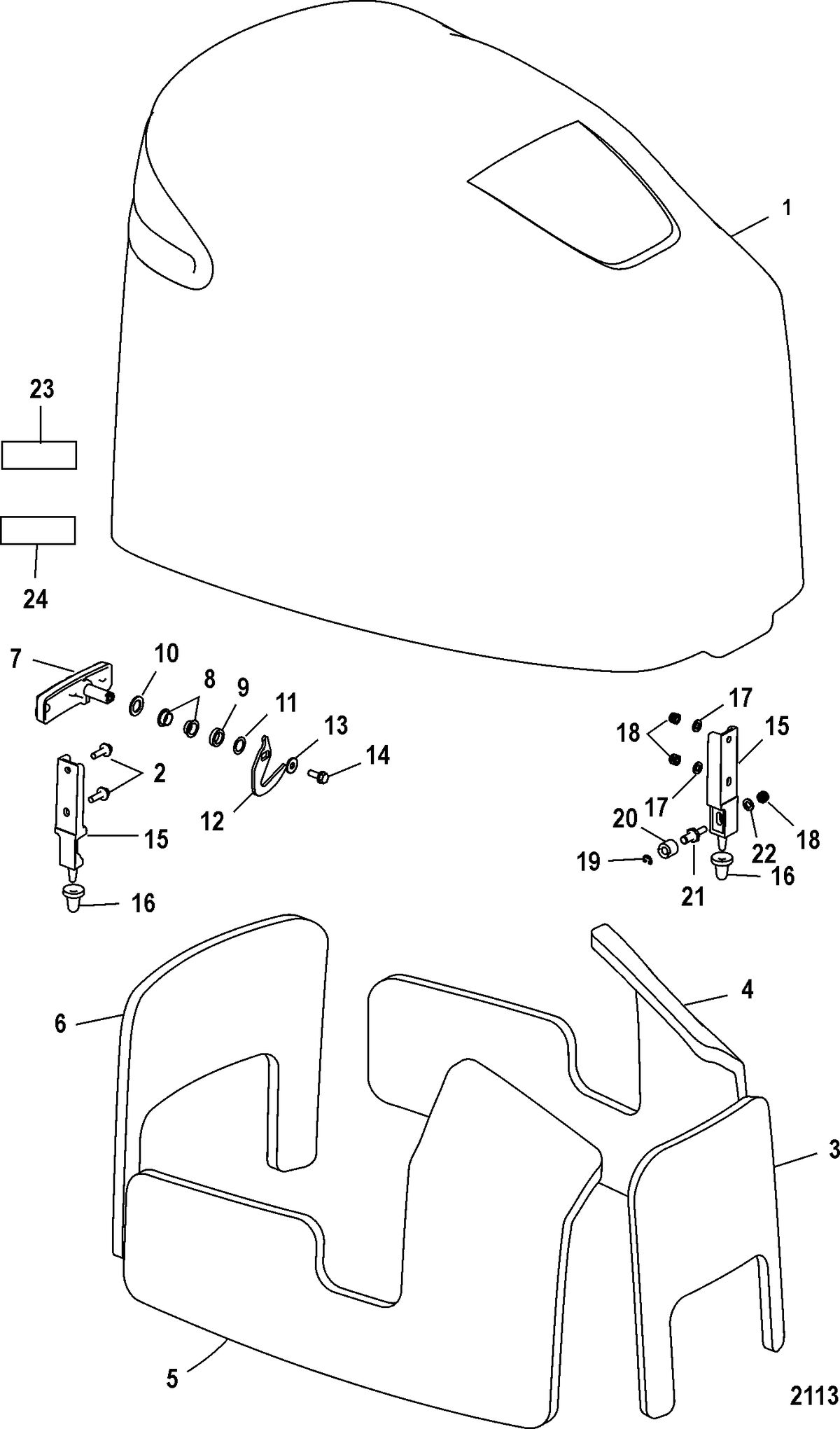 MERCURY/MARINER 135/150/175 DFI (2.5L) Top Cowl