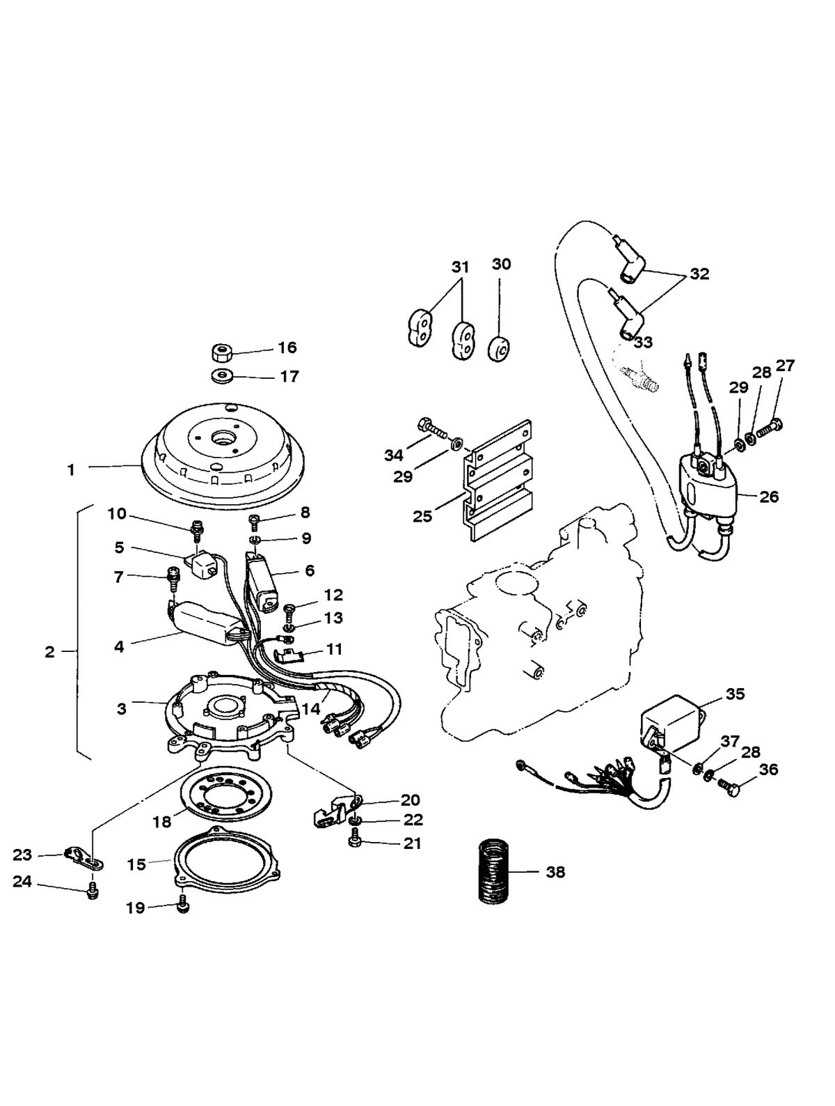 MARINER 8 H.P. K FLYWHEEL MAGNETO (S/N-M-100131/ML-402041 & ABOVE)