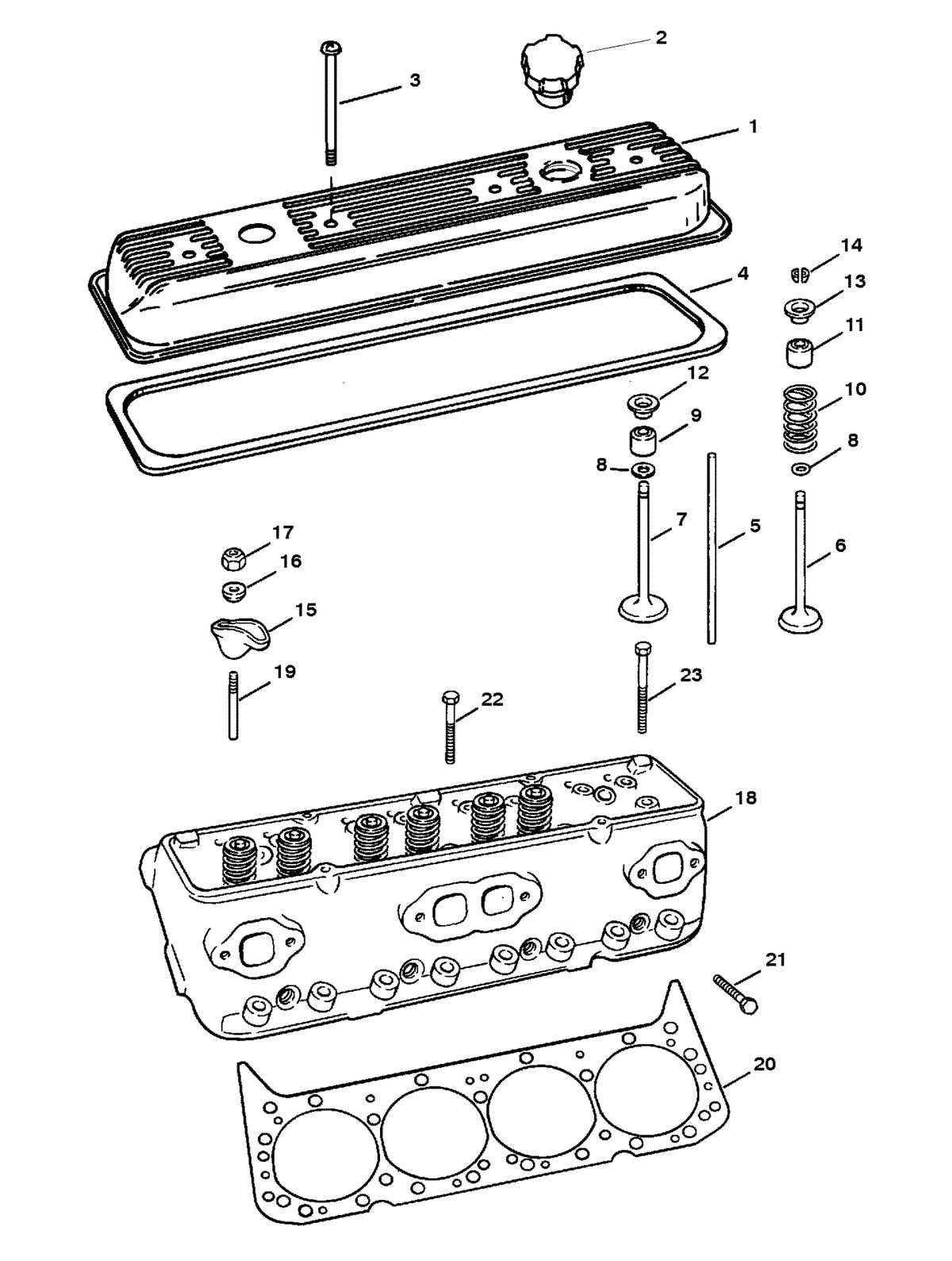 MERCRUISER 5.7L/LX TBI ALPHA & BRAVO(2BBL/4BBL) CYLINDER HEAD AND ROCKER COVER