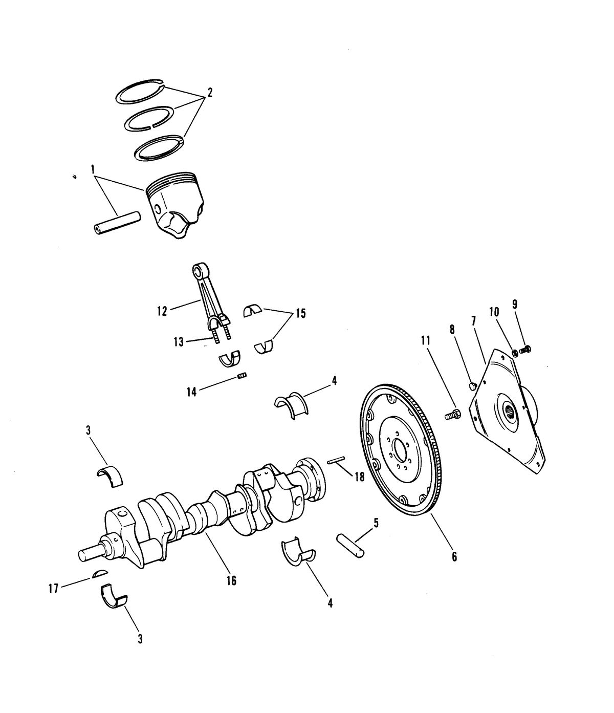 MERCRUISER 320 H.P. E.F.I ALPHA ONE ENGINE CRANKSHAFT, PISTONS AND CONN. RODS