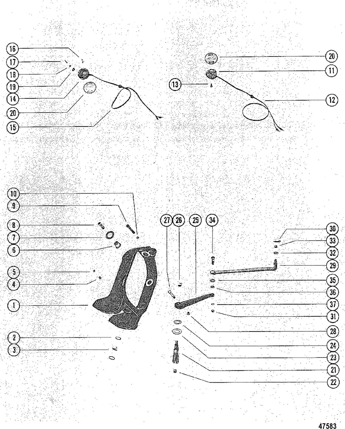 MERCRUISER 255/280 TRS GIMBAL RING AND STEERING LEVER