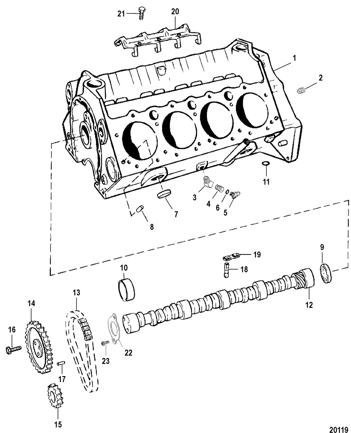 MERCRUISER 7.4L MPI BRAVO L29 (GEN VI) CYLINDER BLOCK AND CAMSHAFT