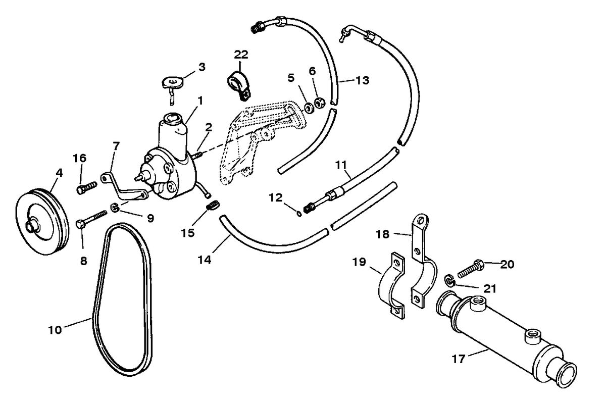 MERCRUISER 525 H.P. ENGINE POWER STEERING COMPONENTS