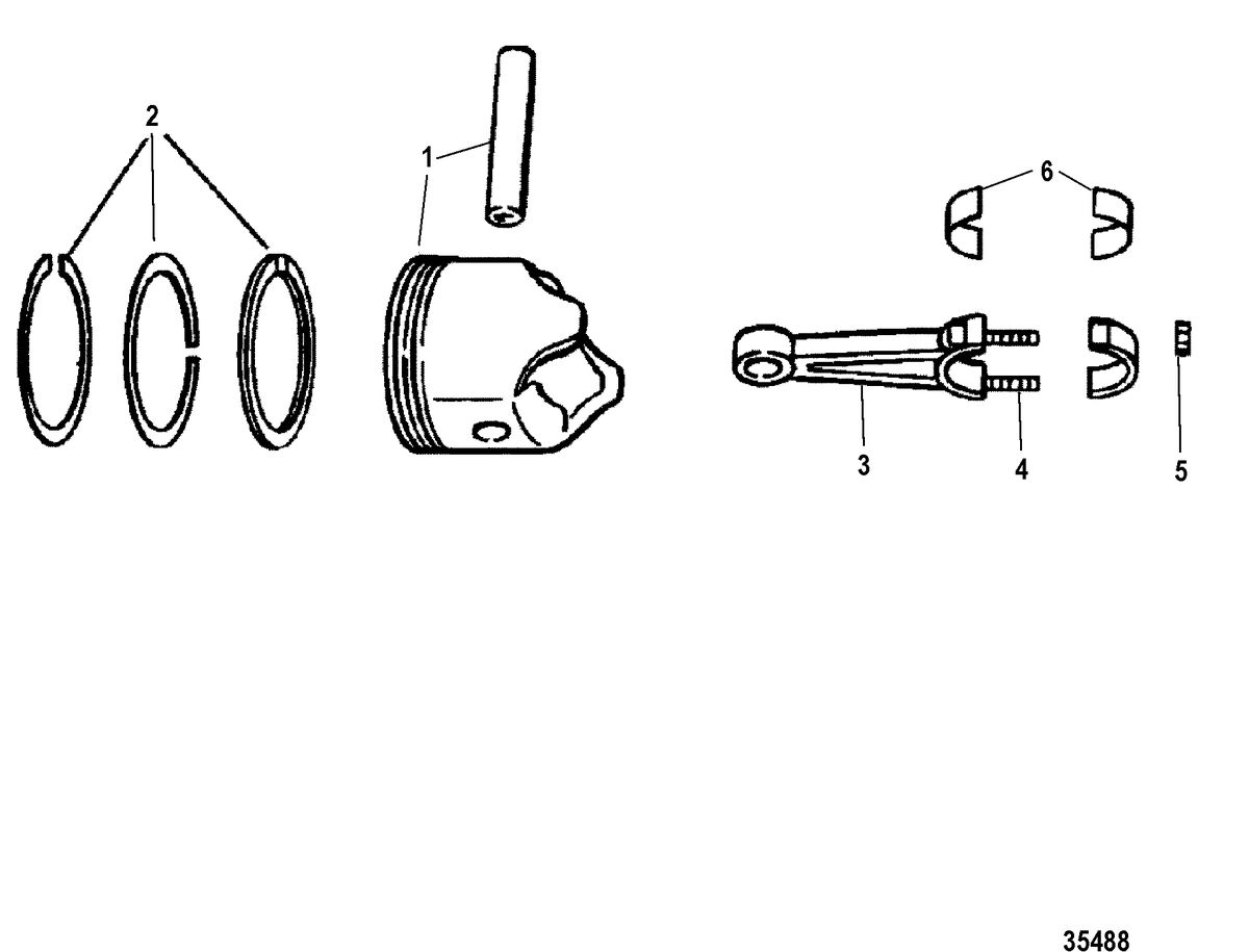 MERCRUISER 5.0L EFI ALPHA/BRAVO 5.7L EFI ALPHA/BRAVO (GEN +) ENGINE PISTONS AND CONNECTING RODS