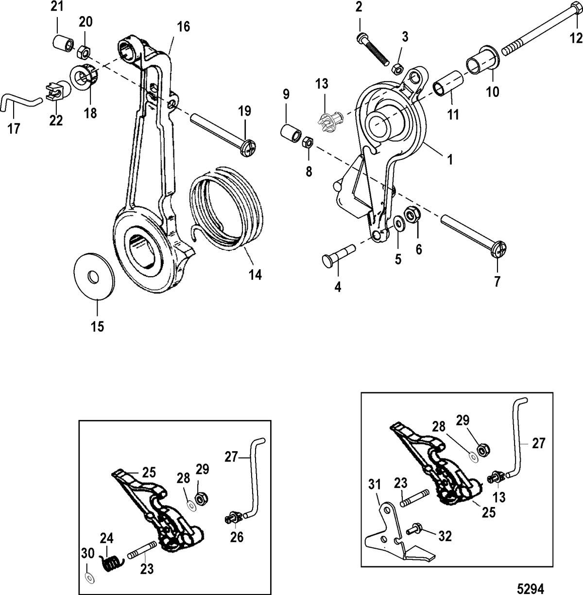 MERCURY/MARINER 40/50 JET 30 (3 CYLINDER) 2-STROKE Throttle Lever and Linkage
