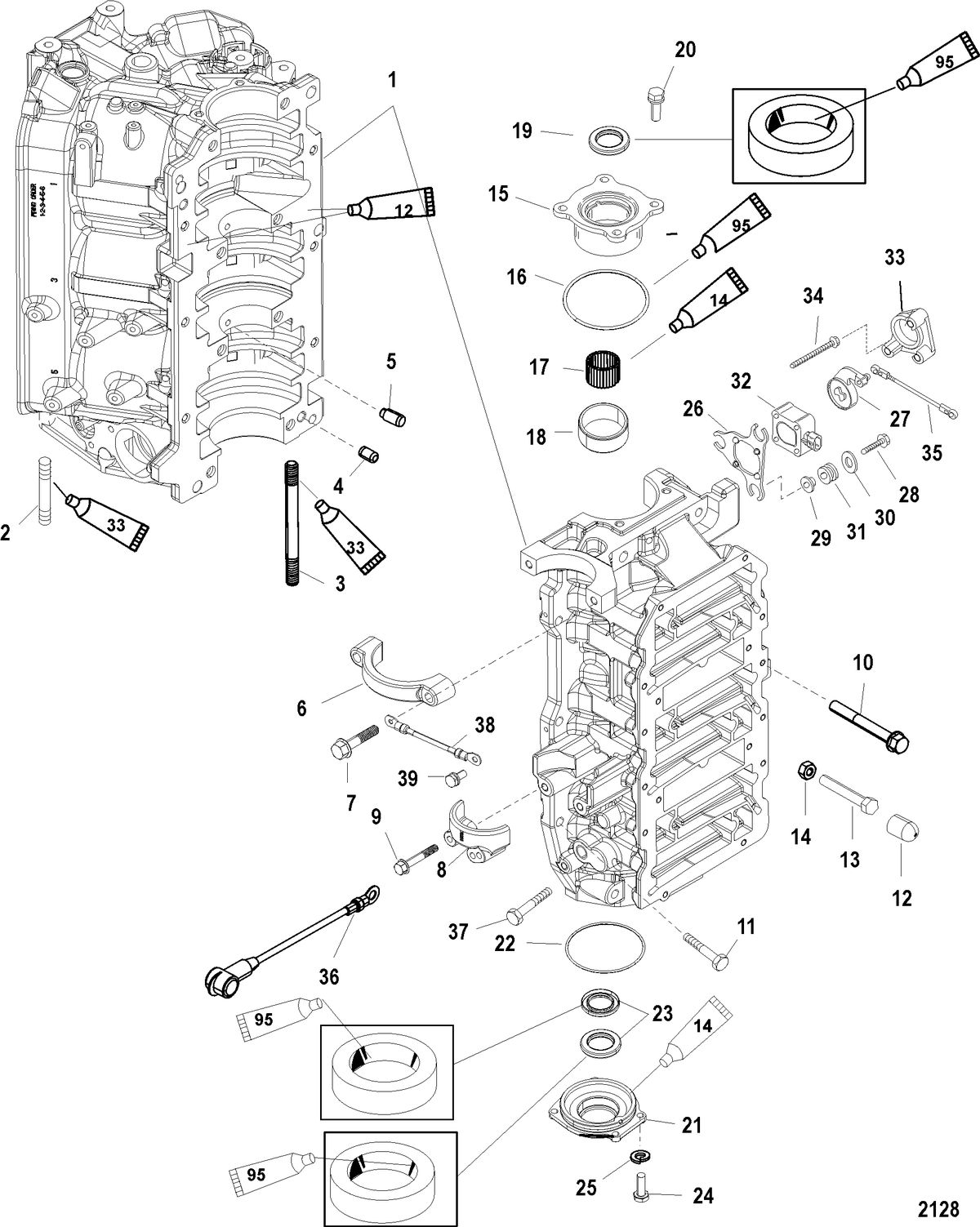 RACE OUTBOARD 200XS DFI (2.5L) Cylinder Block and End Caps