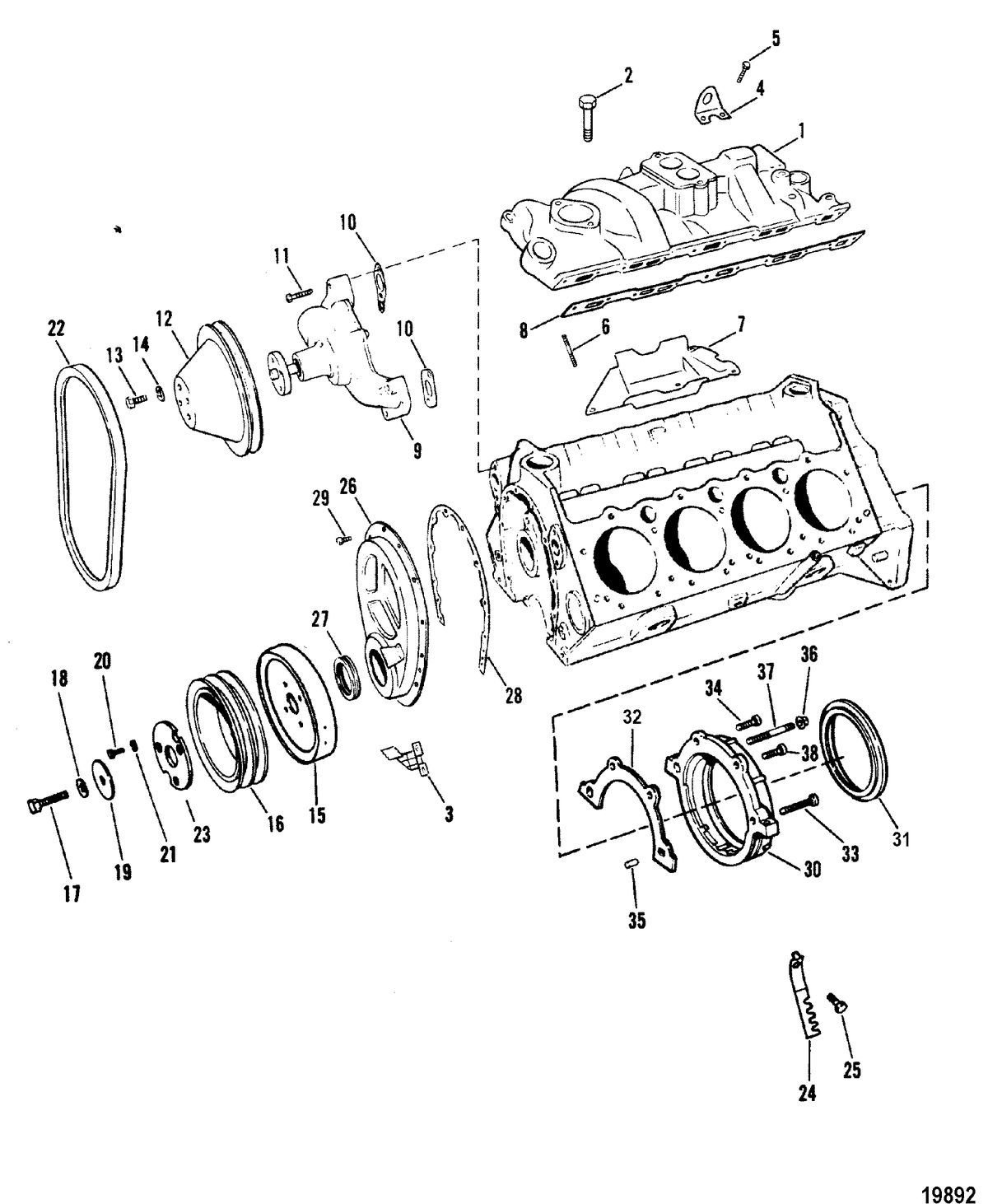 MERCRUISER 230 HP/5.0L 260 HP/5.7L ENGINE Intake Manifold and Front Cover(Design I)