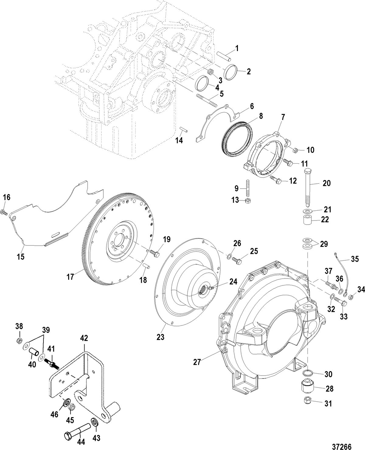 MERCRUISER 357 STROKER SCORPION Flywheel Housing