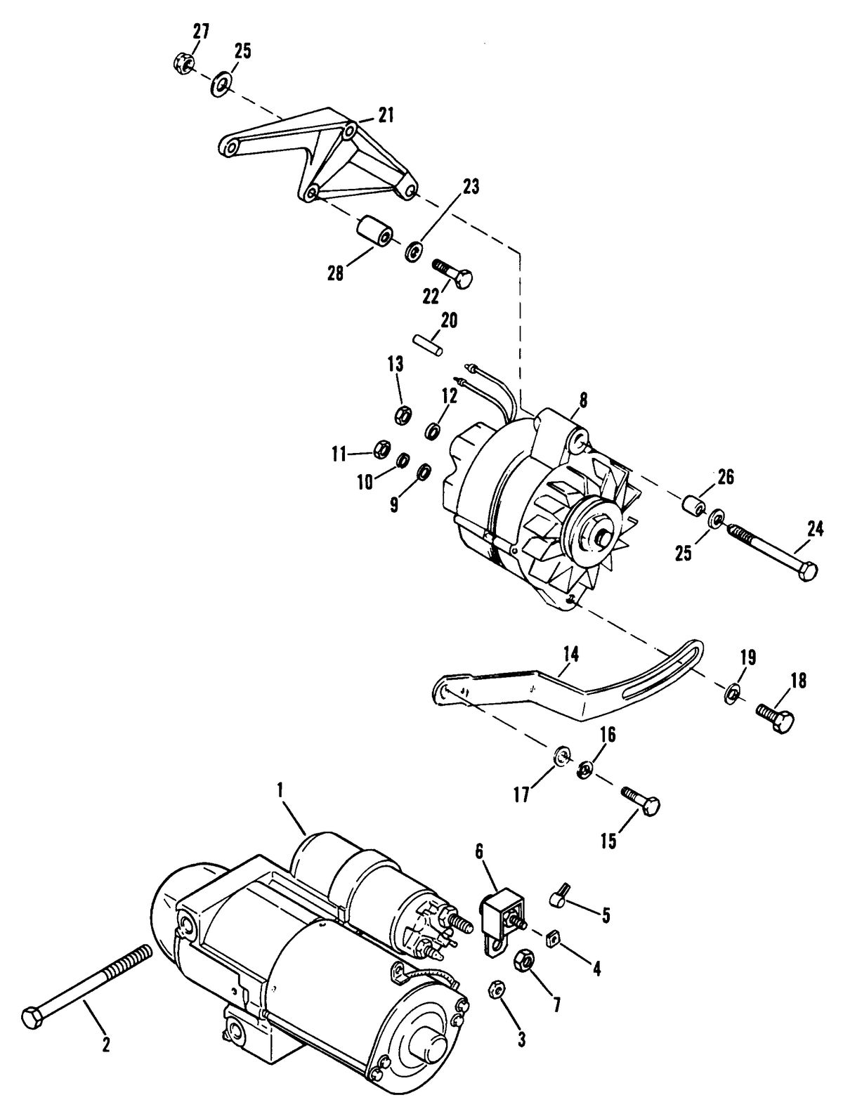 MERCRUISER 454 EFI SKI ENGINE STARTER MOTOR AND ALTERNATOR