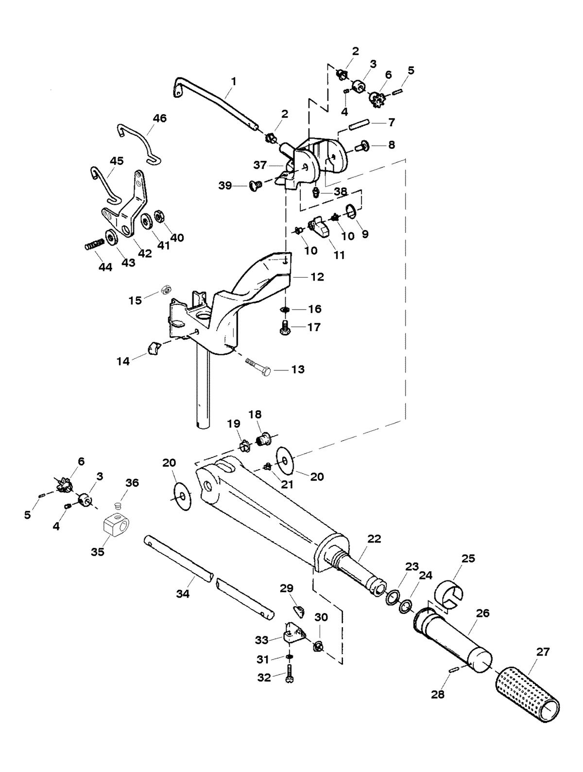 FORCE FORCE 25HP TILLER HANDLE & THROTTLE LINKAGE