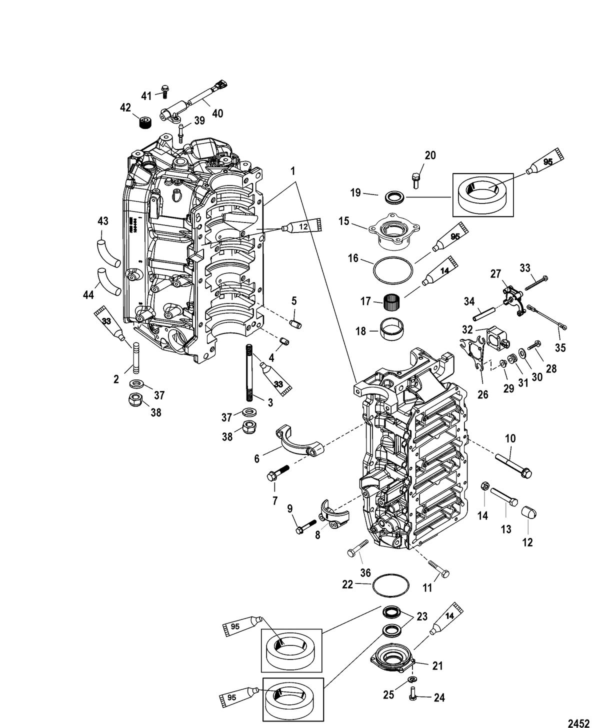RACE OUTBOARD 2.5XS DFI (2.5L) Cylinder Block and End Caps