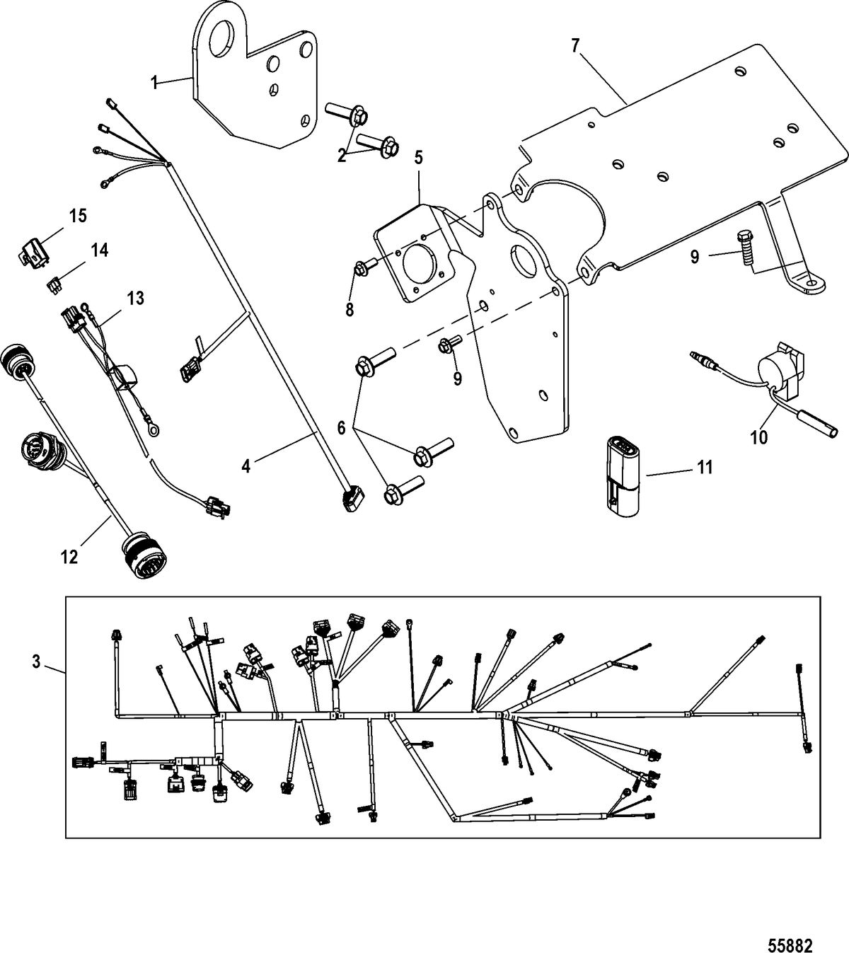MERCRUISER 496 H.O. PLUS SERIES Lifting Brackets and Wiring Harness