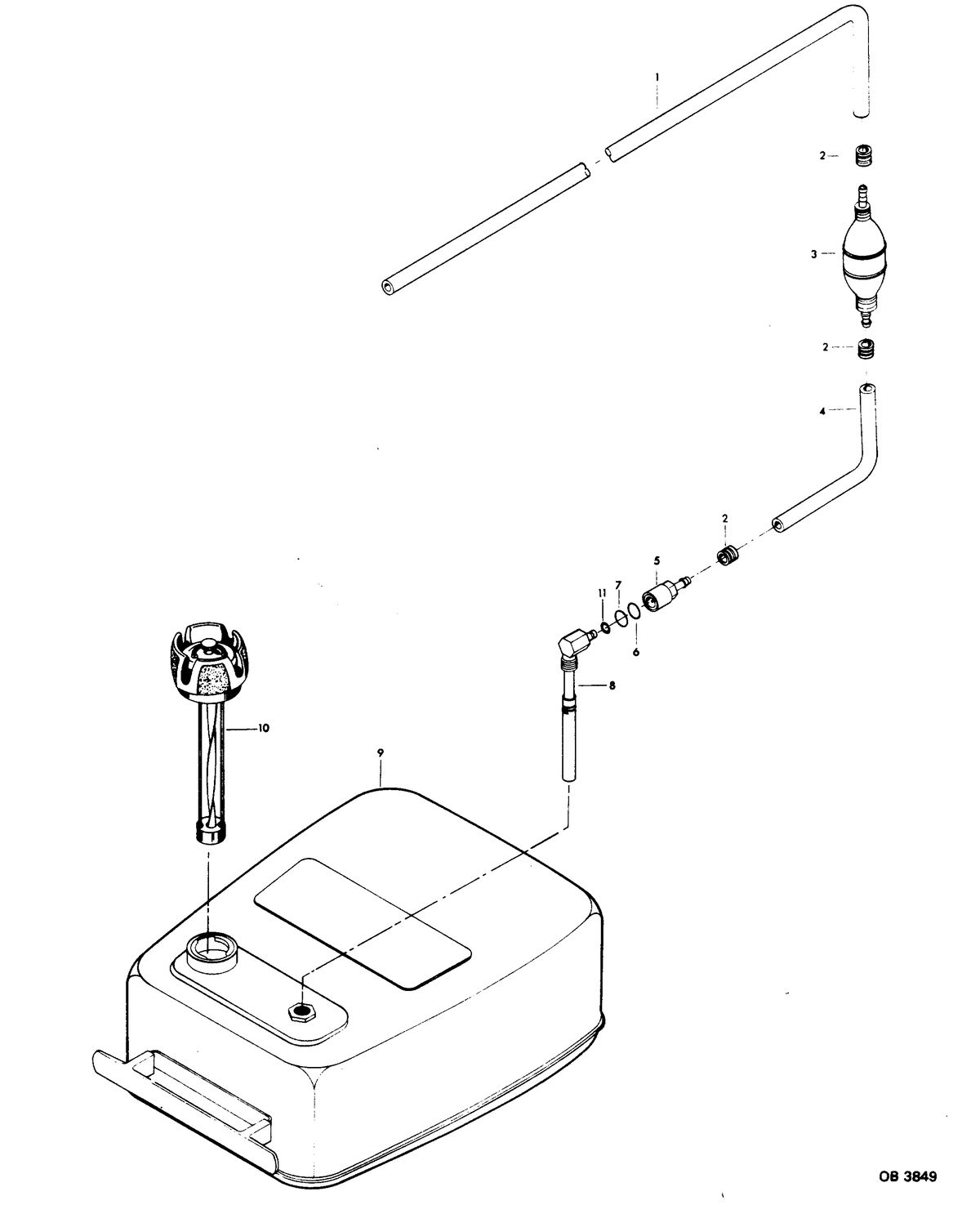 CHRYSLER 55 H.P. FUEL TANK AND LINE