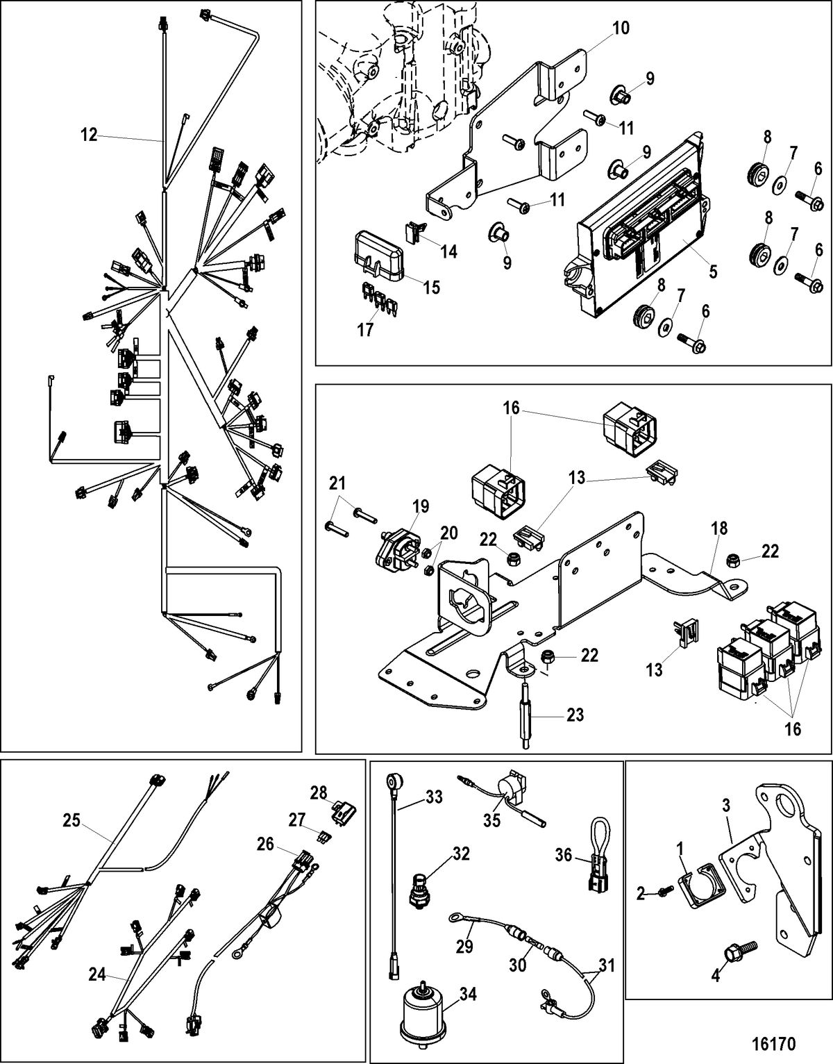 MERCRUISER 5.0L,350 MAG,MX 6.2L MPI STERNDRIVE Electrical Components(Digital Throttle and Shift)
