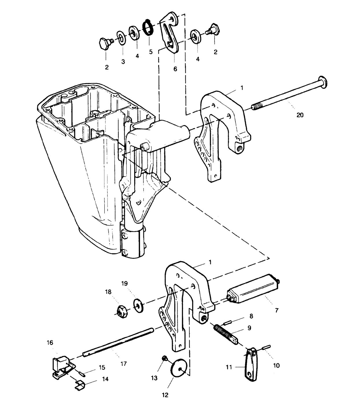 SEARS 15 H.P. STD 20" LEG OUTBOARD MOTOR Stern Brackets