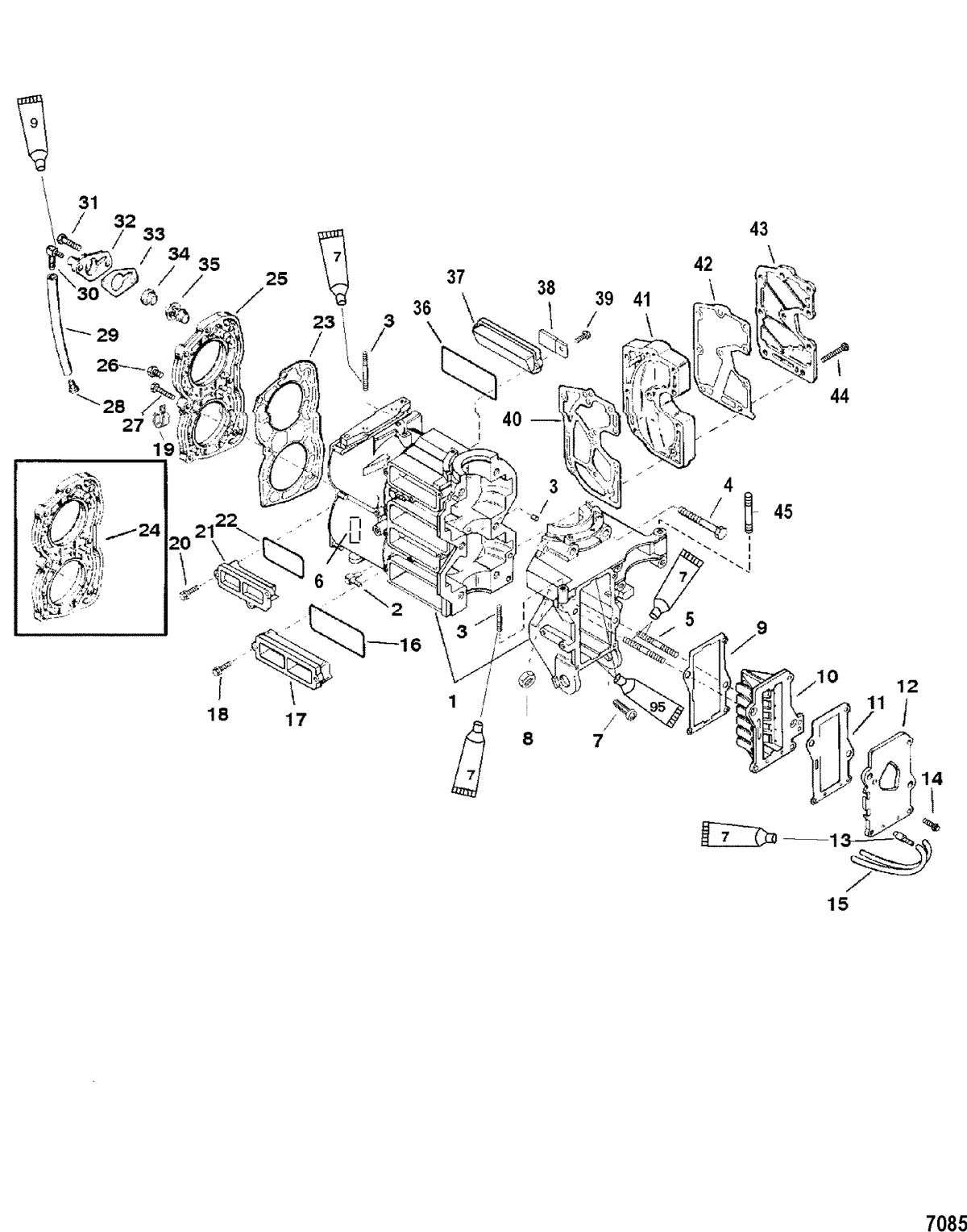 MERCURY/MARINER 20/25/JET 20 - 20/25 SEAPRO/MARATHON (2-STROKE) Cylinder Block and Covers