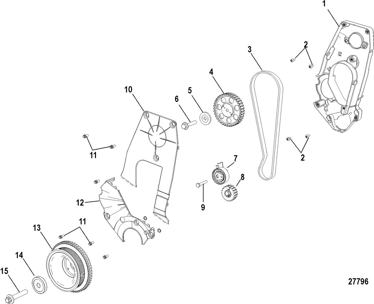 MERCRUISER 100 VAZER Cylinder Block, Timing Components