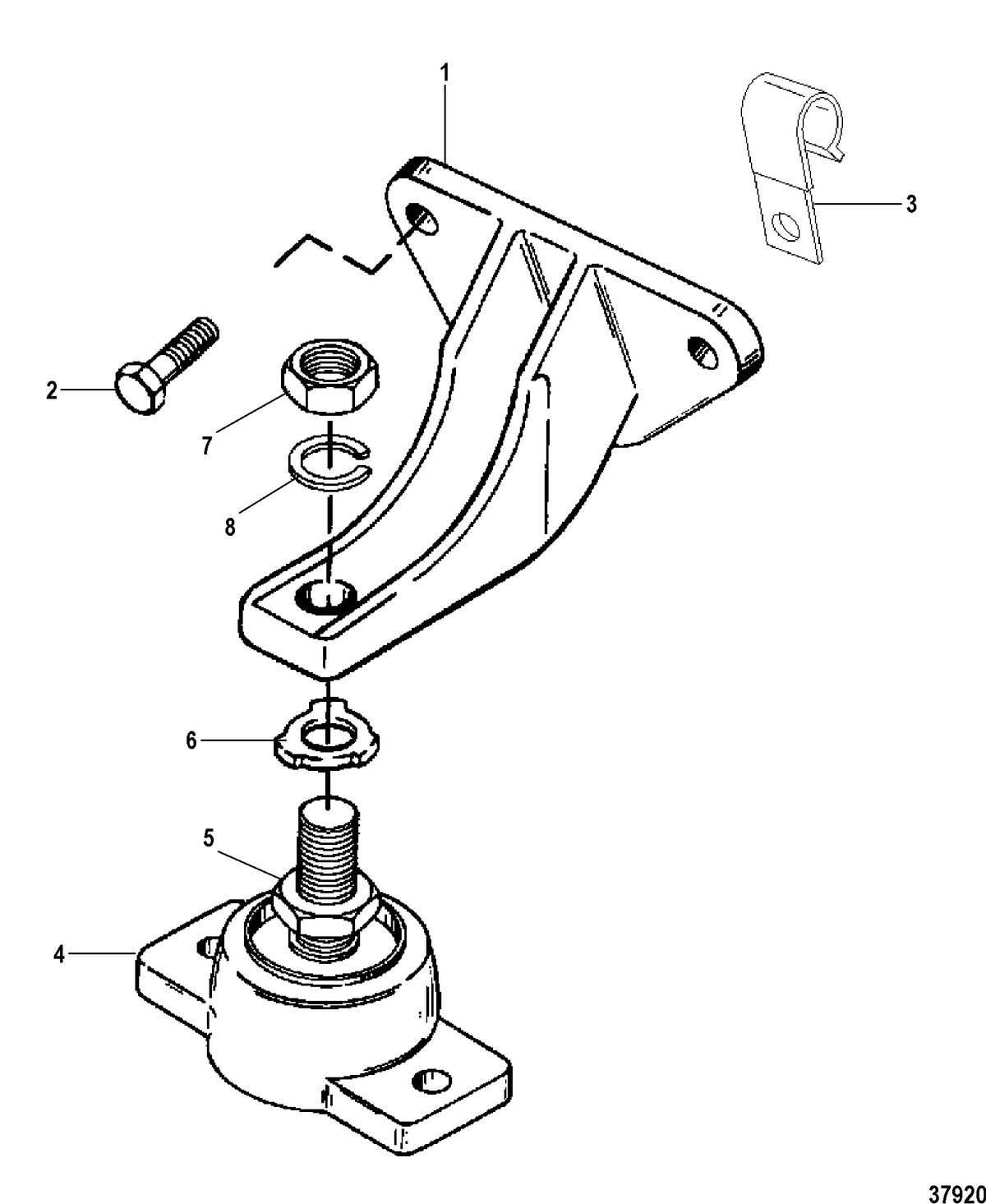 MERCRUISER 7.4L BRAVO I, II, III, ENGINE ENGINE MOUNTING