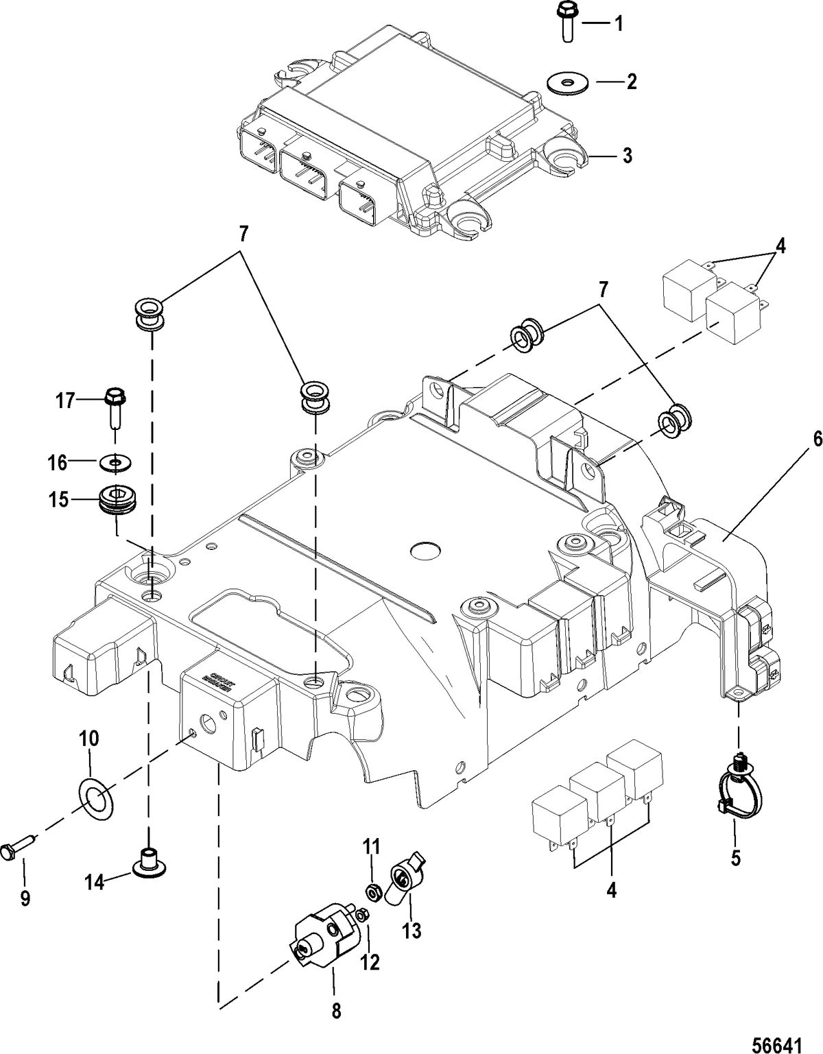 MERCRUISER 4.5L MPI ALPHA/BRAVO Electrical Components, Bracket and Propulsion Control Module
