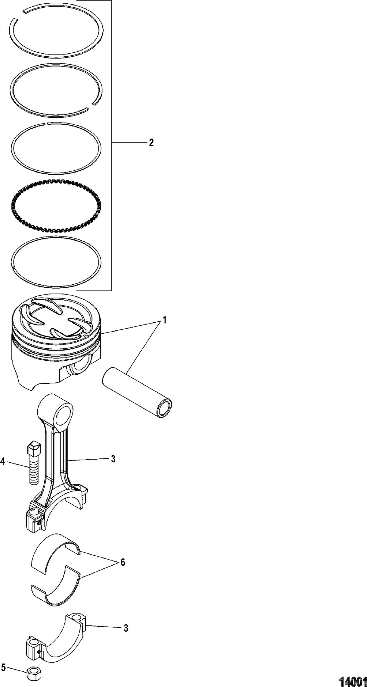 MERCRUISER 4.3L MPI ALPHA/BRAVO( 262 C.I.D. MULTI PORT INJECTION ) Pistons And Connecting Rods